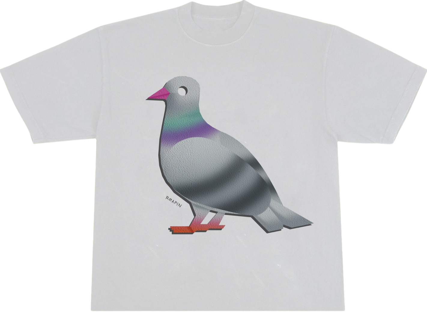 Airbrush Boxy T-shirt "Pigeon" Unisex Kaus Katun Lengan Naik